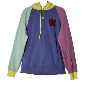 Teddy Fresh Hoodie Mens Medium Purple Pink‎ Green Colorblock Colorful Streetwear